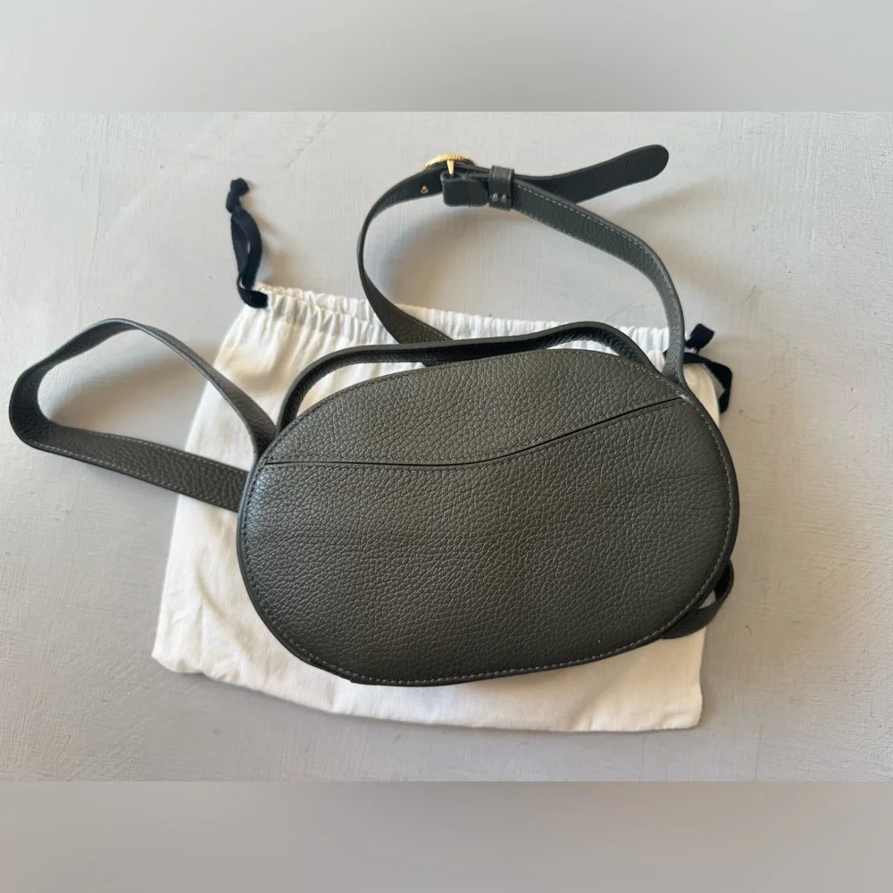 Like New CUYANA Top Handle Crossbody Bag in Dark Olive Pebbled Leather